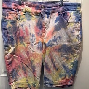 Style & Co. Tie-Dye Bermuda Shorts in Pink, Blue, Yellow